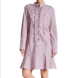 ECI ruffled striped poplin shirtdress NWT
